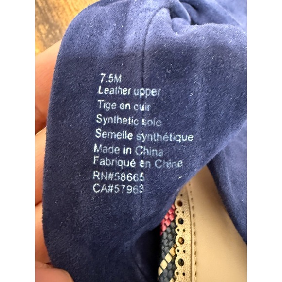 1901 Suede Knotted Bow Sandals Womens Sz 7.5M Blue Boho Woven Raffia Block Heels - Picture 10 of 11